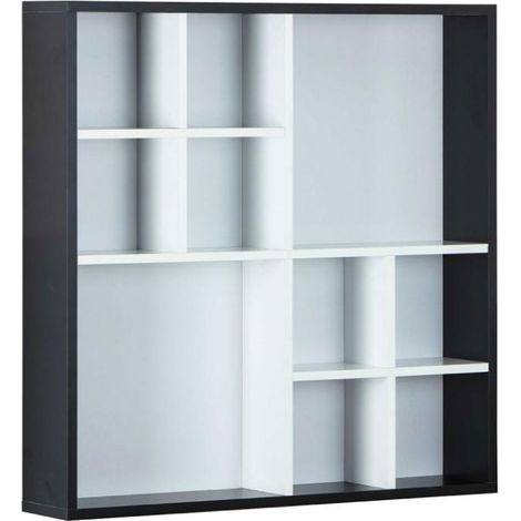 Bibliothèque murale Inter Link en stratifié noir/blanc dim.70x13x70 cm (1/5)