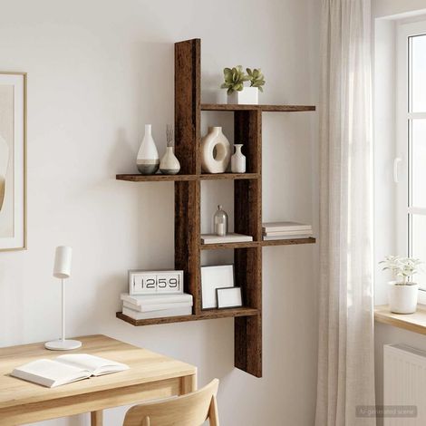 vidaXL Wall Shelf Old Wood 61 x 15 x 102 cm Engineered Wood (1/5)