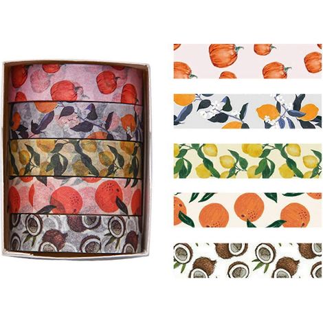 Ruban adhésif décoratif, ruban adhésif en papier, ruban Washis à motifs de forêts et de plantes, ruban adhésif pour la main, ruban adhésif pour artistes, ruban adhésif pour loisirs créatifs, ruban de (1/5)