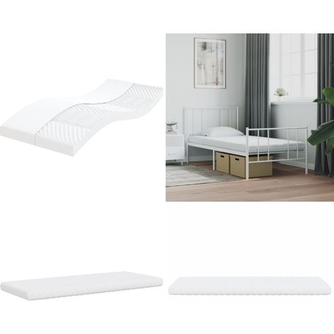 Colchón de espuma de 7 zonas dureza 20 ILD blanco 100x200 cm - Soporte para el cuerpo - Descanso nocturno