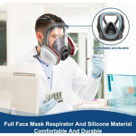 Ce masque respiratoire/à gaz réutilisable 14 en 1 avec filtre protège contre les vapeurs de gaz et la poussière, et convient aux opérations de meulage, de polissage et de ponçage. (1/4)