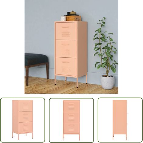 The Living Store Lagerschrank Rosa 42,5x35x101,5 cm Stahl - Lagerschrank - Stauraum - Rosa - Metallschrank - Wohnzimmermöbel (1/5)