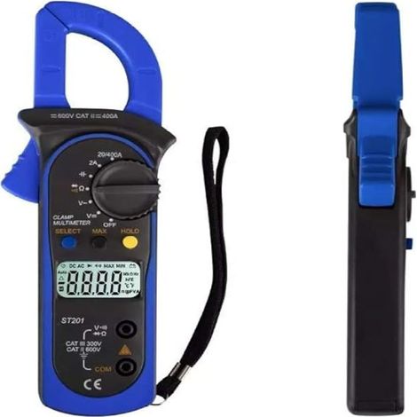 Pinza amperimétrica ST201, 4000 cuentas, mide voltaje y corriente CA/CC.