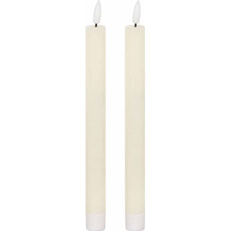 Luxe Collection Natural Glow S/ 2 Ivory LED Dinner Candles - L2 x W2 x H25 cm