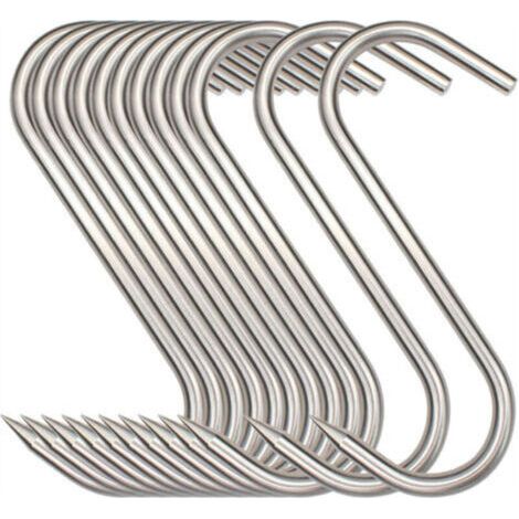 Lot de 12 crochets boucher en S 15cm Acier inoxydable 304 Charge max 100kg Pour suspendre viande, poisson, gibier, BBQ Jormftte - 12pcs (1/4)