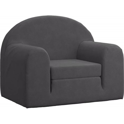 Sofá cama infantil felpa suave gris antracita vidaXL