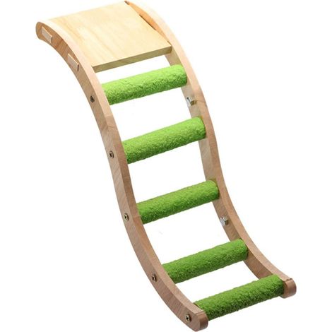 Échelle en bois pour oiseaux, avec peinture comestible, balançoire, griffoir, perchoir et station d'escalade. Accessoires pour cage à oiseaux, 32 x 9,7 x 2 cm. (1/5)