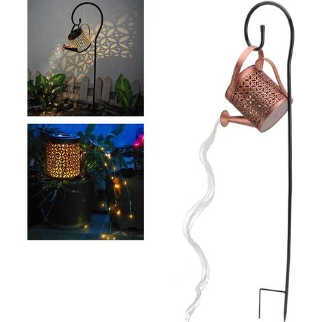 Lampe solaire étanche creuse en forme d'arrosoir avec support pour la décoration extérieure de villa et de jardin. (1/5)