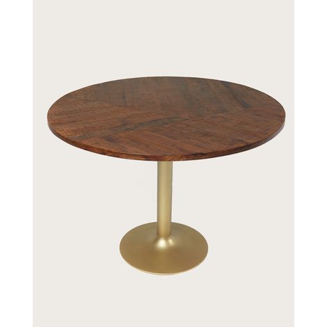 Surabaya - Table repas ronde en bois et métal doré D110 cm 6 pers. (1/5)