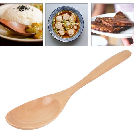 Cuillère en bois de lotus, cuillère de service en bois, petite cuillère anti-brûlure, 19 cm de long (1/5)
