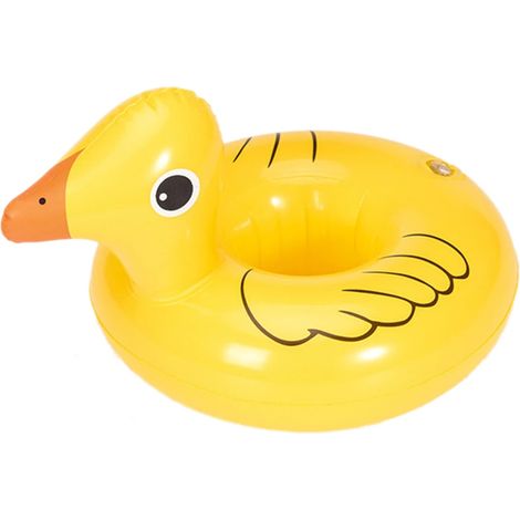 Porte-gobelet jaune canard adorable, flottant pour piscine, idéal pour les fêtes d'enfants.