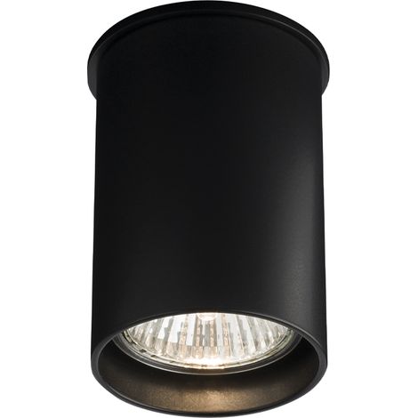 Spot plafond tube rond noir 9cm 1xGU10 10W ARIDA Shilo (1/3)