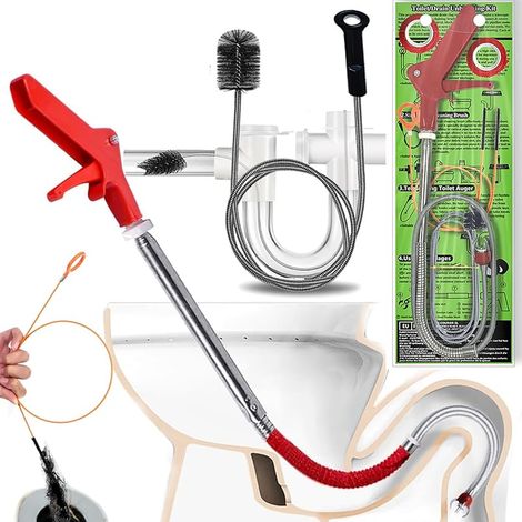 Déboucheur de toilettes et serpent, déboucheur de toilettes avec griffe flexible pour récupérer les jouets/articles perdus, alternative abordable aux plombiers pour un débouchage efficace des (1/5)