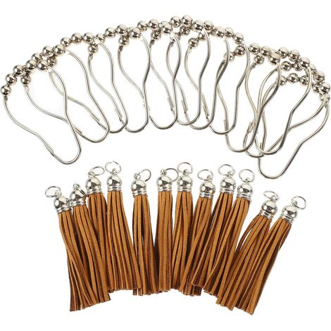 12pièces Crochets Pour Rideaux De Douche Avec Pompon Lot Pour Salle De Bain Design Moderne Et Fonctionnel Facile à Installer (1/5)