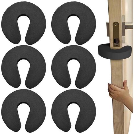 Sechs Türstopper aus Schaumstoff verhindern Einklemmen und Kratzen – zum Schutz der Finger von Babys und Kleinkindern – schwarz (1/5)