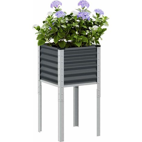 vidaXL Jardinière de jardin Anthracite 45x45x88 cm Acier
