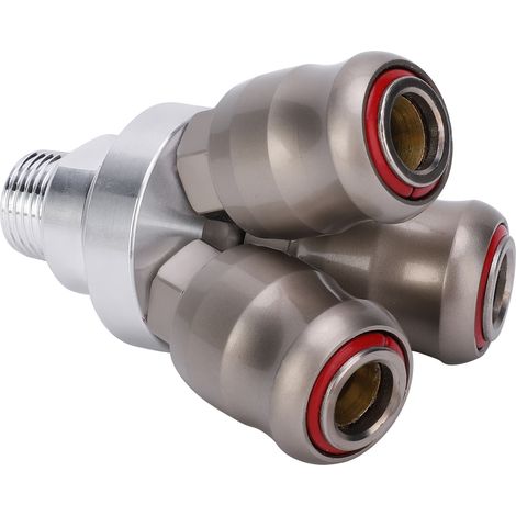 Raccord rapide 3 voies, antidéflagrant, autobloquant, rond, pour connexion d'accessoires pneumatiques (1/5)