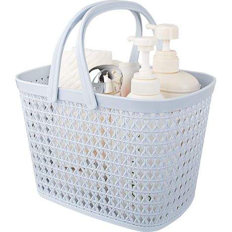 Panier de rangement en plastique pour salle de bain, accessoires de douche et de soins, bleu nordique (1/5)