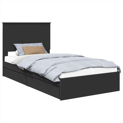 Cama con almacenamiento Negro 100 x 200 cm Madera de ingeniería vidaXL