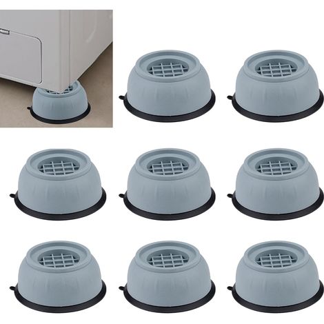 (8 pièces)Tampons Anti-Vibration pour Machine à Laver, Amortisseur Gris et réduction du Bruit Machine à Laver Tapis de Pieds de Soutien, laveuse tampons de nivellement piédestal pour (1/5)