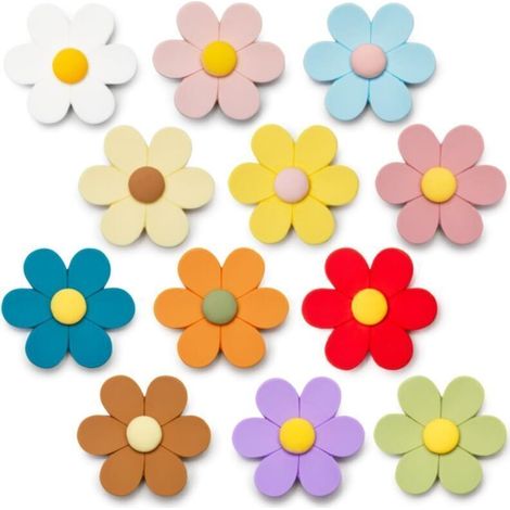 Petits aimants 3D en Forme de Fleurs pour réfrigérateur, aimants décoratifs colorés pour Le Tableau Blanc (Petits et 12 pièces) (1/4)
