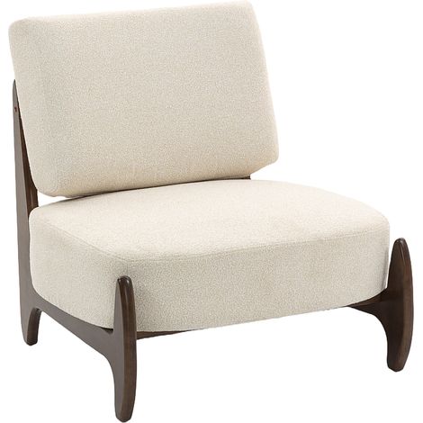 Bequemer Lounge-Sessel mit Chenille-Bezug, dickes Kissen, gepolsterter Sitz, 72 x 73,5 x 81 cm, cremefarben