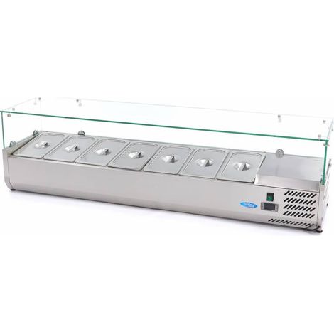 Saladette professionnelle 7 bacs GN 1/3 - Réfrigérateur de comptoir 160 cm - Maxima
