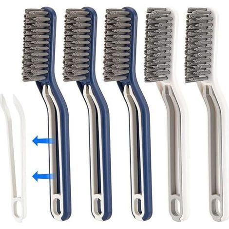 pair 5 Pcs Brosse à Joints de Sol Multifonctionnelle de Bain, Brosse de Nettoyage à Sol 2 en 1 avec Clips, Brosse à Fissures Outil de Nettoyage de La Salle de Bain Brosse à Poils Durs pour Bain Toilet (1/5)