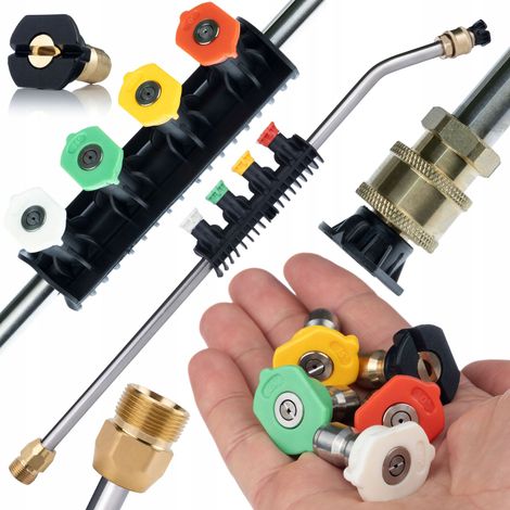 Lancia Alta Pressione M22M Pro 5Q – Set 5 Ugelli 1/4"  Compatibile con Idropulitrici Kranzle, Makita, Oleo-Mac  200 Bar, 60°C