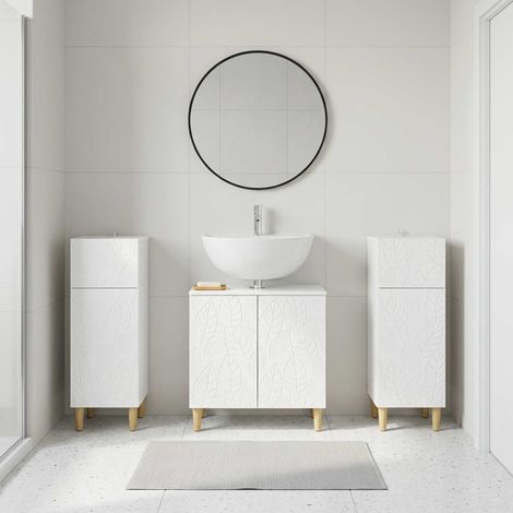 vidaXL 3 Piece Bathroom Cabinet Set DELFT High Gloss White (1/5)