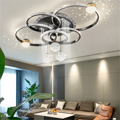 AUTRUCKER Plafonnier noir à lumière chaude, spot de salon, lustre style nordique, 220 V/LED. Convient aux salons et aux chambres. 110 x 70 x 50 cm (1/3)