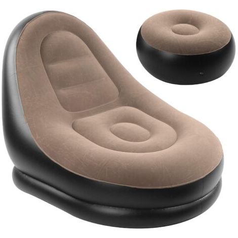Canapé Gonflable Et Repose-Pieds, 125X 85 X 100 cm, Fauteuil Gonflable Exterieur Et Pouf Gonflable Exterieur, Convient pour L'Intérieur Et L'Extérieur, Le Jardin, Le Camping, Etc. (1/5)