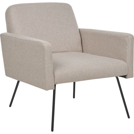Sillón retro moderno patas estilizadas metal negro sala de estar dormitorio tapicería beige Narken