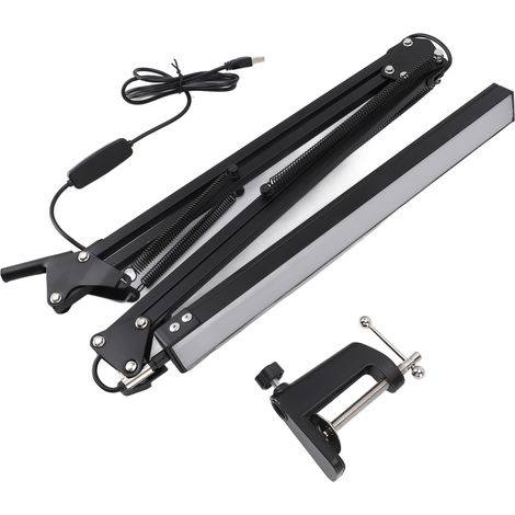 Lampe de Bureau LED Toivize Aluminium Bras Articulé Pince Réglable 3 Températures 10 Niveaux Lumière Sans Scintillement USB (1/5)