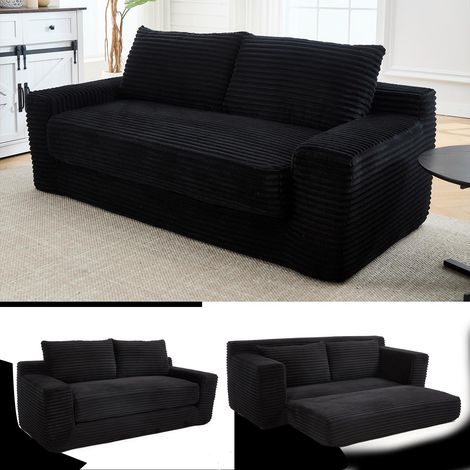 Canapé deux places avec mousse à mémoire de forme – aucun montage requis, fonction 2 en 1, revêtement en velours côtelé – canapé compact idéal pour les petites pièces, les appartements, les bureaux et (1/5)