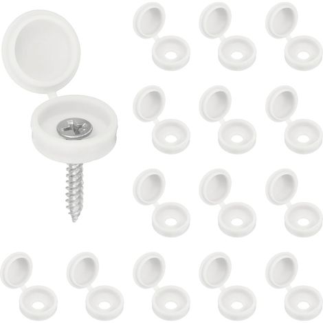 200pcs Capuchons À Vis À Charnière en Plastique 5.7mm / 0.22" Capuchons À Vis pour Volet Roulant Capuchons À Rondelle À Clipser pour Fenêtres Balustrades Extérieures Meubles, Blanc (1/5)