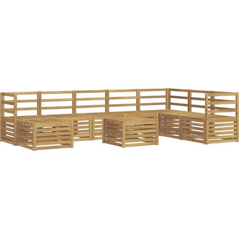 Outdoor Sofa Set 9 pcs White Solid Acacia Wood vidaXL (1/5)