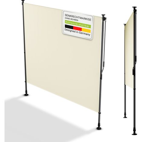 Juskys Senkrechtmarkise Barbados - Sonnen- & Sichtschutz, ausziehbar, Klemmmarkise ohne Bohren, wetterfest, wasserabweisend - 200x310 cm, Beige (1/5)