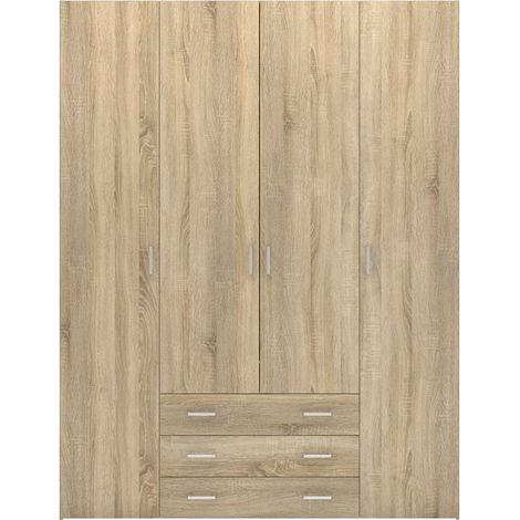 Spell Kleiderschrank 4 Türen und 3 Schubladen. Eiche Dekor.