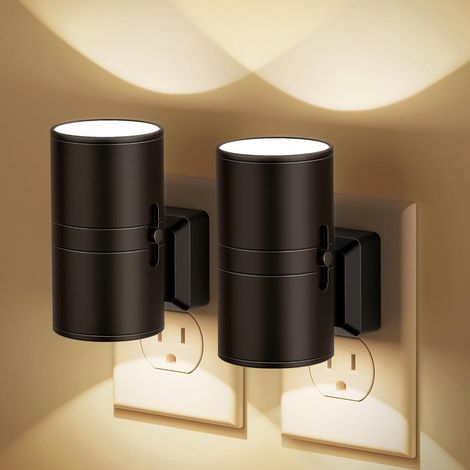 Lot de 2 veilleuses LED modernes - Fixation murale - Lumière blanc chaud - Intensité variable de 0 à 100 lumens - Détecteur de mouvement - Pour chambre et couloir (1/5)