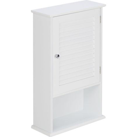 Armario de baño compacto de pared 70 x 30 x 15 cm puerta magnética diseño moderno en MDF blanco 130010351 (1/5)
