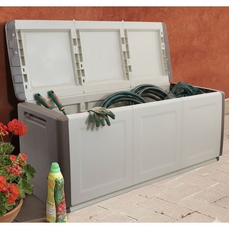 Dmora Tronco de contenedor de polipropileno multiuso, caja de longitud completa, 100% Made in Italy, 138x53h57 cm, color gris claro (1/5)