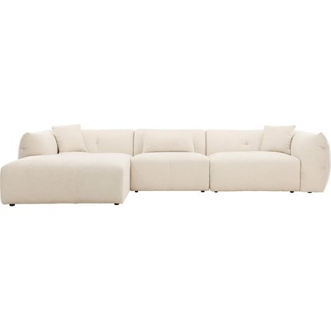 Positano Chaiselongue-Sofa 3 Zierkissen links beige. (1/3)