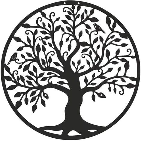 Art Mural en métal Art de l'arbre de Vie Signe de Famille Arbre en métal Décoration Murale Décoration d'intérieur Décoratif Suspendu Au Mur Décoration De La Maison Sculpture Murale Intérieure 28×28c (1/5)