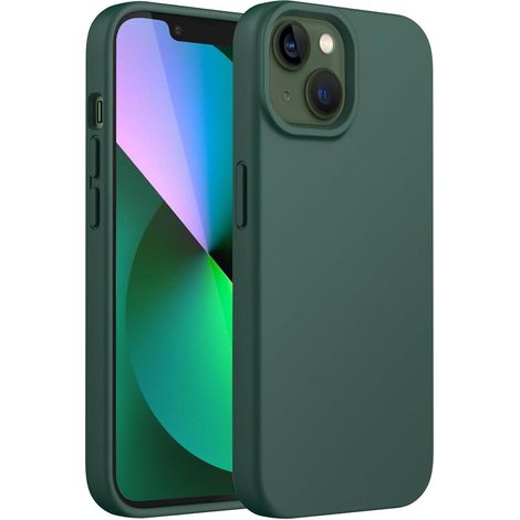 Handyhülle Silikon iPhone 13 6,1 Zoll Stoßfest Mikrofaser Nachtgrün (1/5)