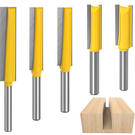 5 Pièces Fraise Defonceuse 8mm, Fraise à Copier, Mèches Carbide Router Bits, Fraise Bois Extra-longue, Fraise a Rainurer Menuiserie, Fraise Droite pour le Travail du Bois (1/5)