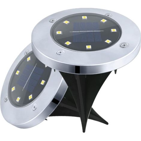 Lot de 6 lampes solaires de jardin Nasaria à 8 LED, éclairage solaire extérieur blanc chaud, spots étanches IP65, éclairage paysager pour pelouse et jardin. (1/3)