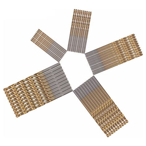 50pcs Mini Forets Hélicoïdaux en Acier Rapide avec Revêtement en Titane HSS Forets Hélicoïdaux 1.0/1.5/2.0/2.5/3.0mm Micro Drill Forets Bits Métrique pour Bois Plastique et Aluminium (1/5)