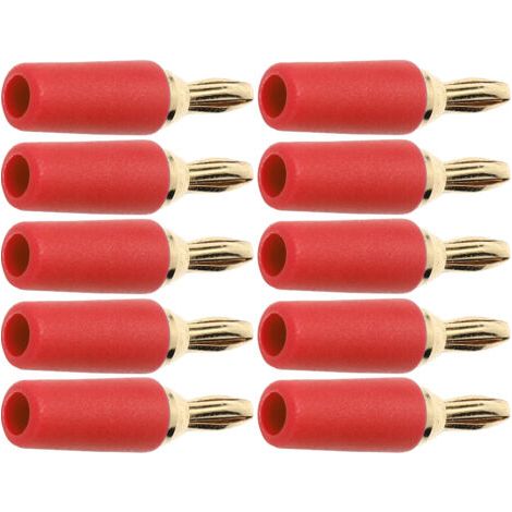 10 pièces fiche banane 2.5mm en laiton plaqué or Type de soudure connecteur mâle ensemble d'accessoires Kit rouge (1/5)