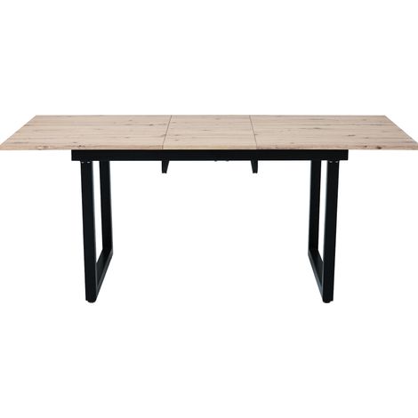 Mesa de comedor extensible industrial MDF efecto roble negro 140/180x80x75 cm (1/5)